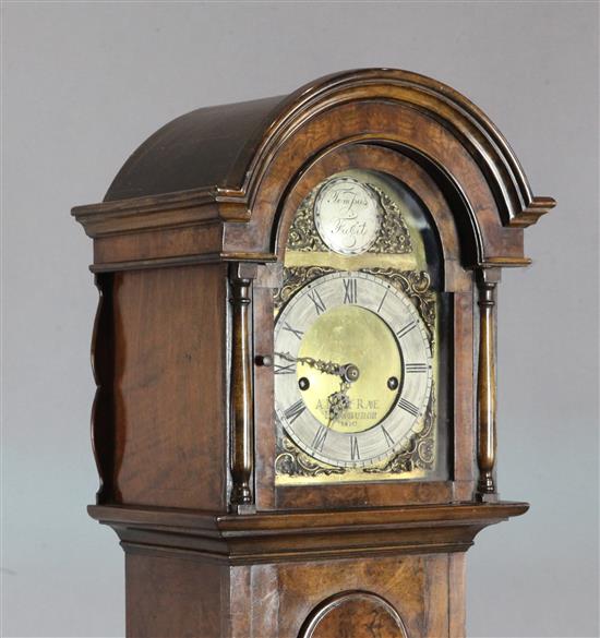 A Georgian style burr walnut grandmother clock by A. M. McRae of Edinburgh 4ft 6in.